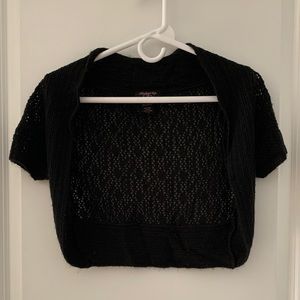 Black Crotchet Cropped Cardigan